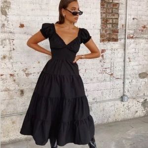 WeWoreWhat Danielle Bernstein Poplin Midi Dress in Black XS